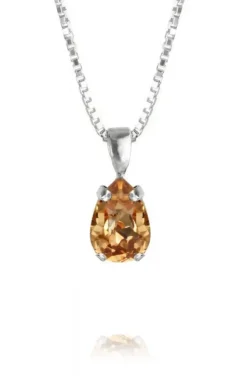 Caroline Svedbom - Petite Drop Necklace Rhodium Colorado Topaz