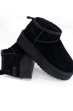Colors of California - Platform winter boot in Suede YWPLA01 - Black