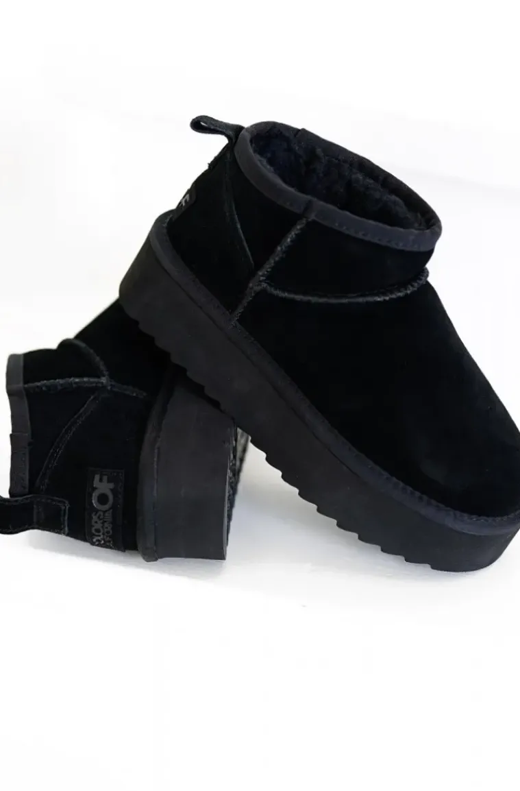 Colors of California - Platform winter boot in Suede YWPLA01 - Black