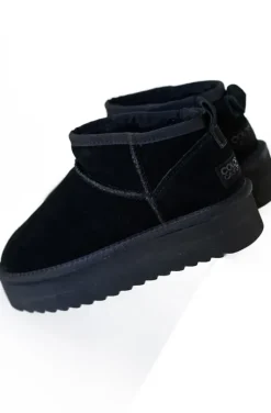 Colors of California - Platform winter boot in Suede YWPLA01 - Black