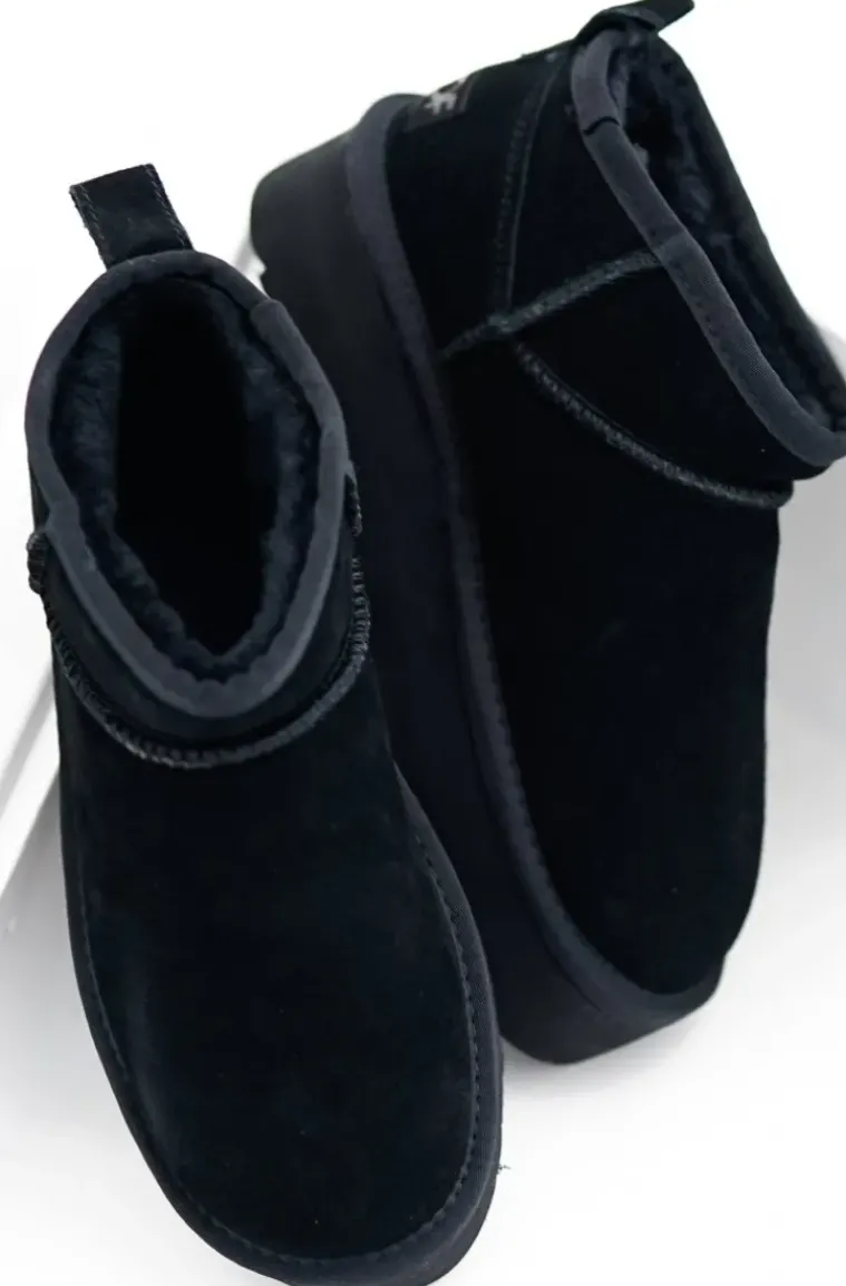 Colors of California - Platform winter boot in Suede YWPLA01 - Black