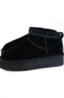 Colors of California - Platform winter boot in Suede YWPLA01 - Black