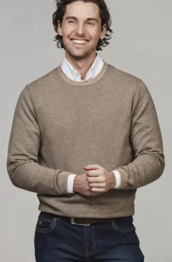 Hansen & Jacob - 2 tone Herringbone Knit Crew neck - Beige 15