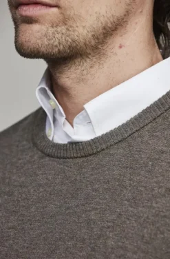 Hansen & Jacob - Crew neck sweater Elbow patch - Mole 07