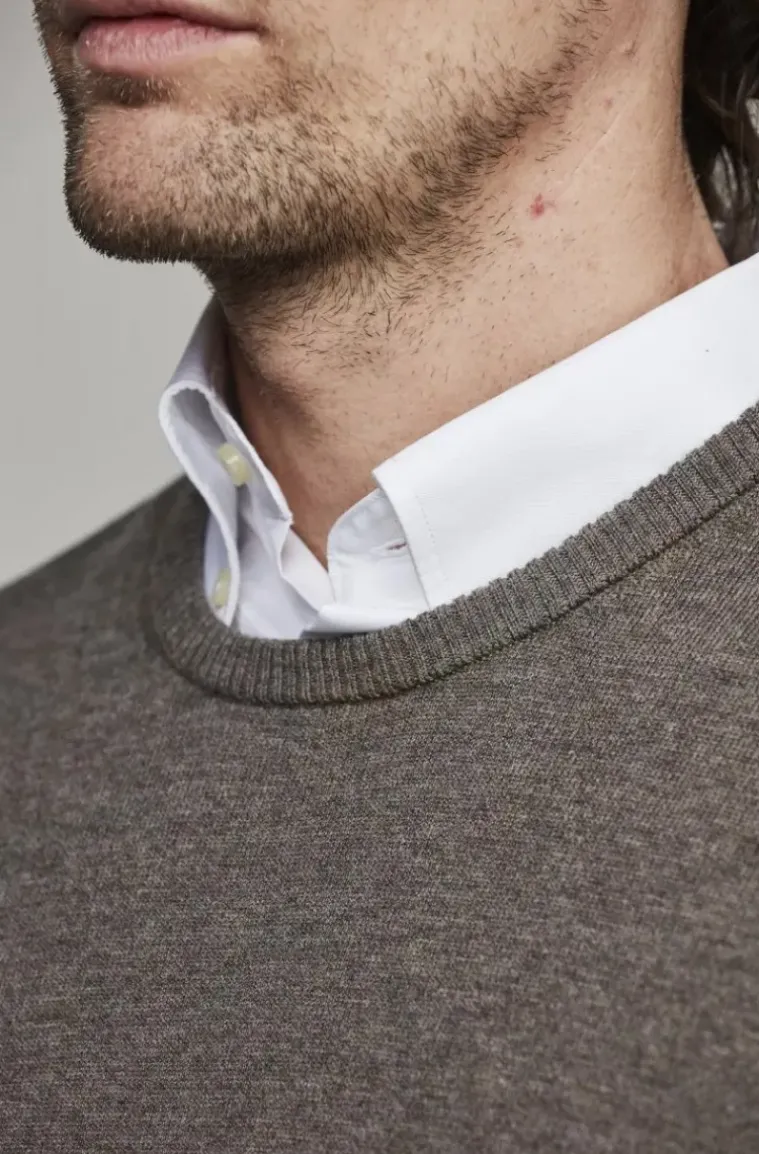 Hansen & Jacob - Crew neck sweater Elbow patch - Mole 07