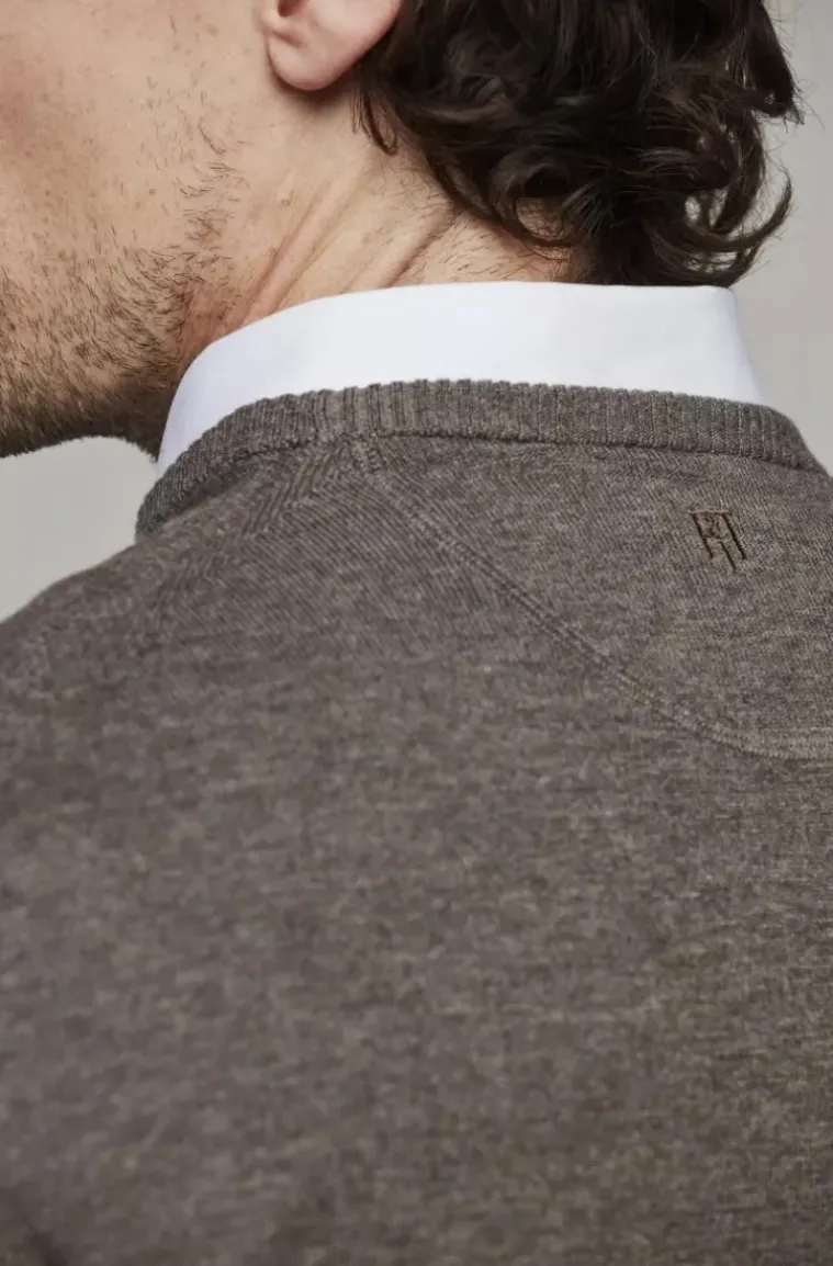 Hansen & Jacob - Crew neck sweater Elbow patch - Mole 07