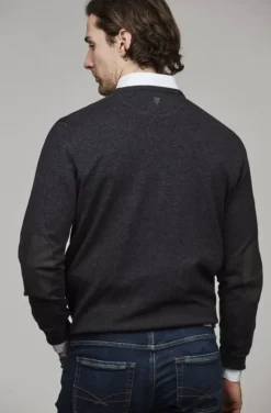 Hansen & Jacob - Crew neck sweater Elbow patch - Grey 05