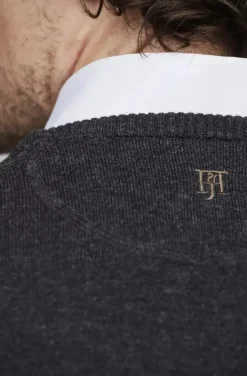 Hansen & Jacob - Crew neck sweater Elbow patch - Grey 05
