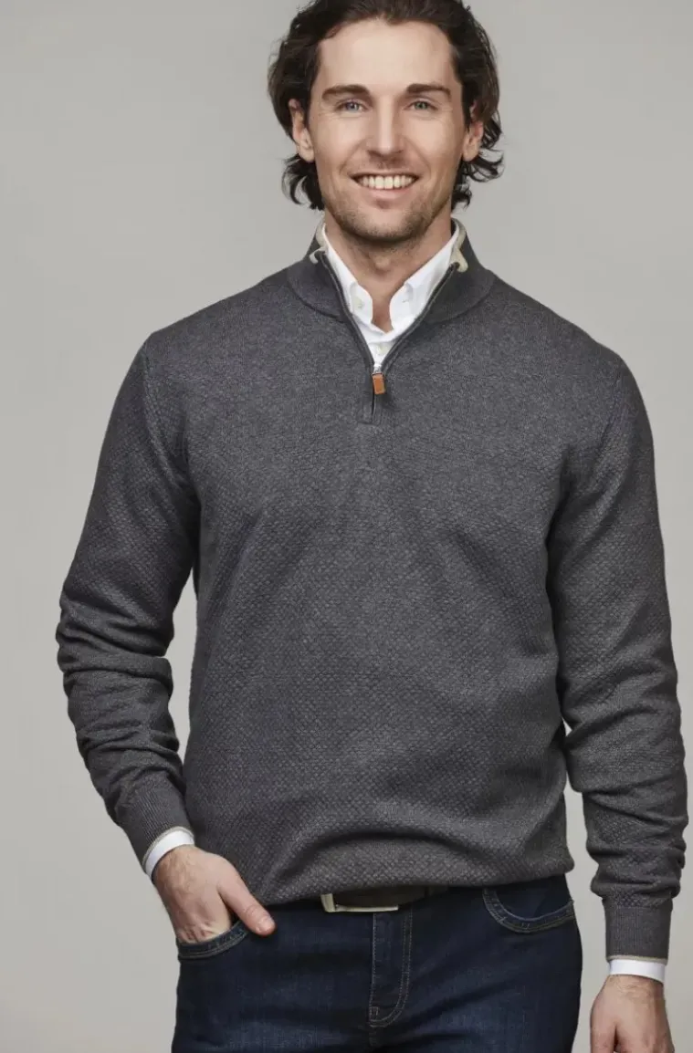 Hansen & Jacob - Half Zip Diamond Knit - Light Grey 09