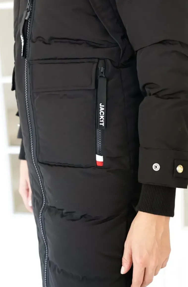 JACK1T - Neo Mountain Parka Extra Long - Black/Dark Bear