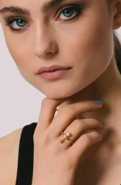 Jane and Sophie - Pearl Flat Ring - Gold