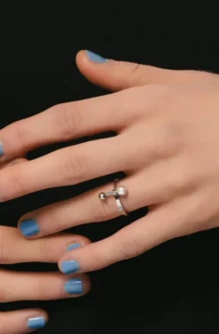 Jane and Sophie - Pearl Flat Ring - Silver
