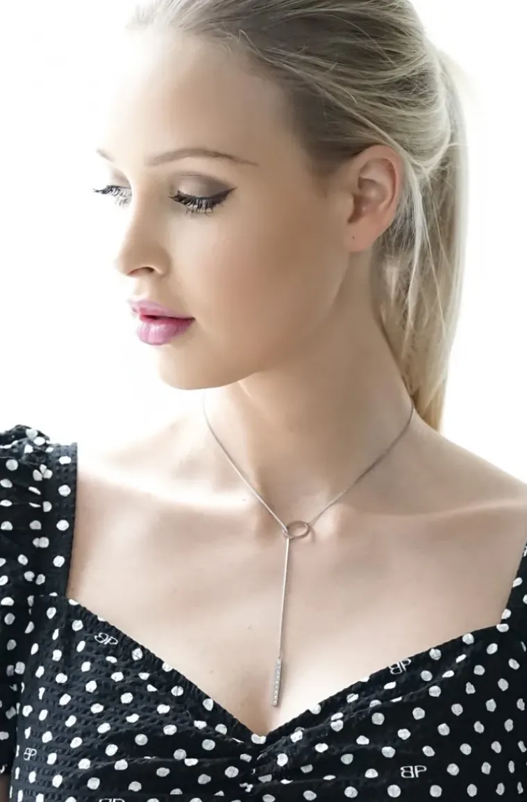 Jane and Sophie - Plain Crystal Necklace Silver