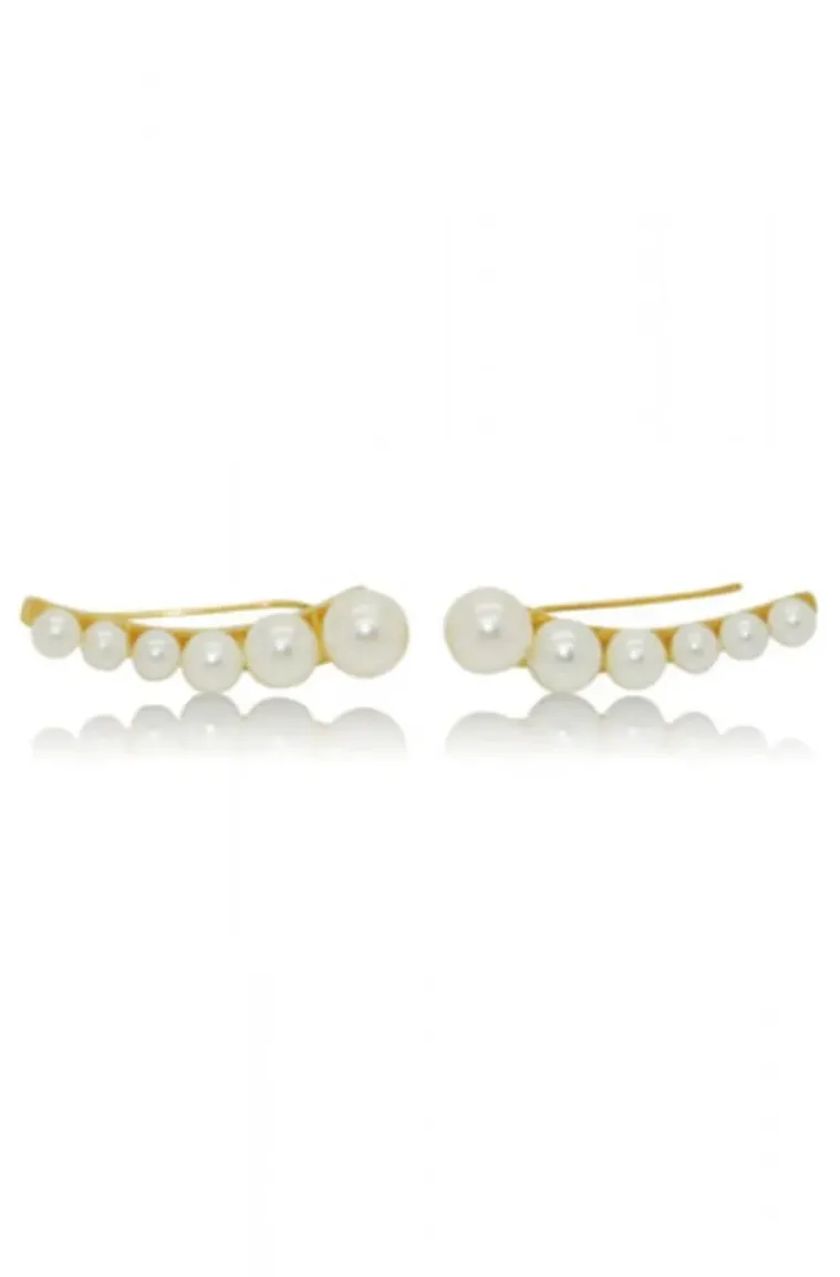 Jane and Sophie - Short Pearl Line Earring - Gold