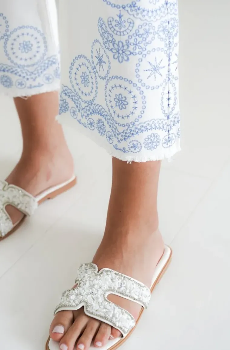 Mixed Brand - Embroidered Jeans 4531 - White