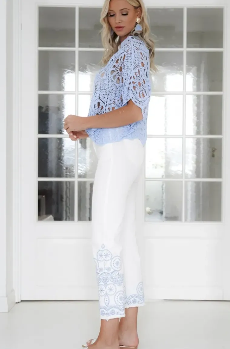 Mixed Brand - Embroidered Jeans 4531 - White