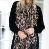 Mixed Brands - Animal print scarf with fringe Leo - Mud Brown