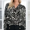 Mixed Brands - Animal print long sleeve Blouse 24888 -Zebra