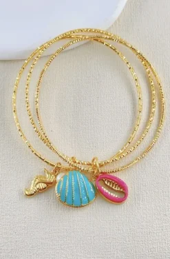 Mixed Brands - Bangle with charms seashells DDBR15 - gold