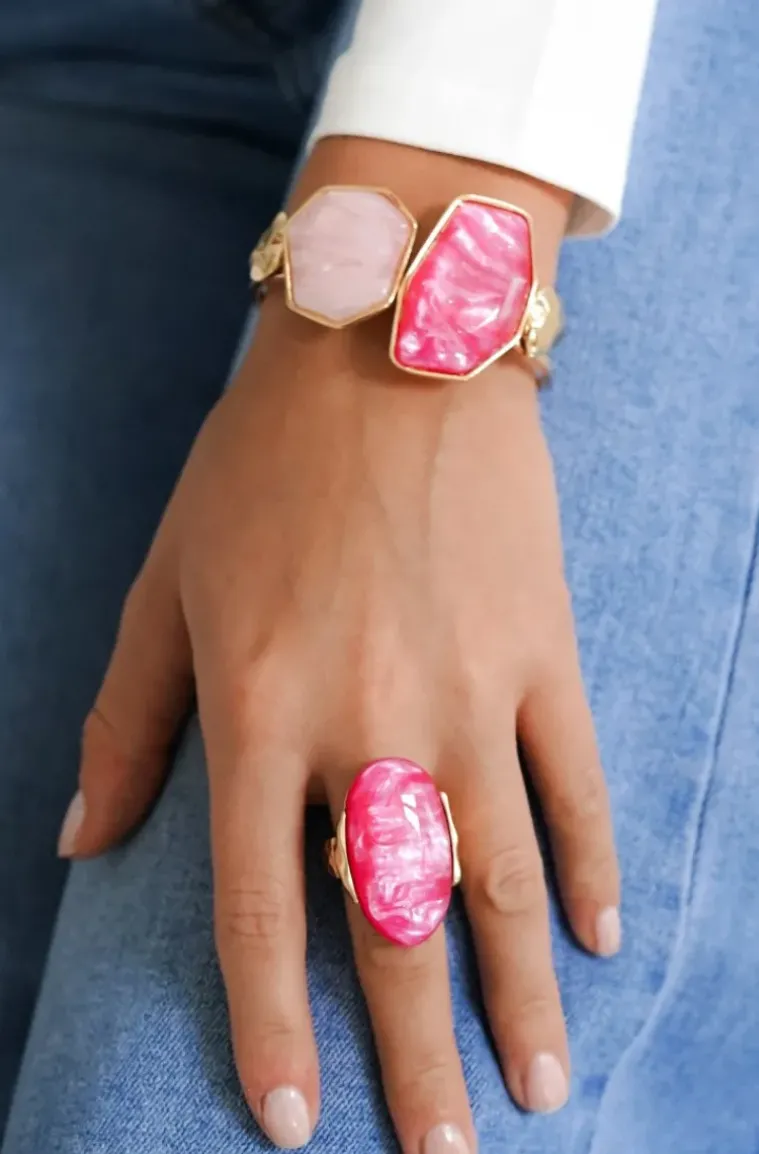 Mixed Brands - Bangle with 2 stones 550 - Pink