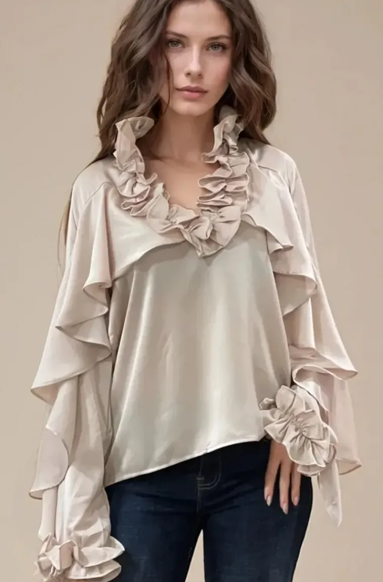 Mixed Brands - Blouse ruffle 9674 - Champagne
