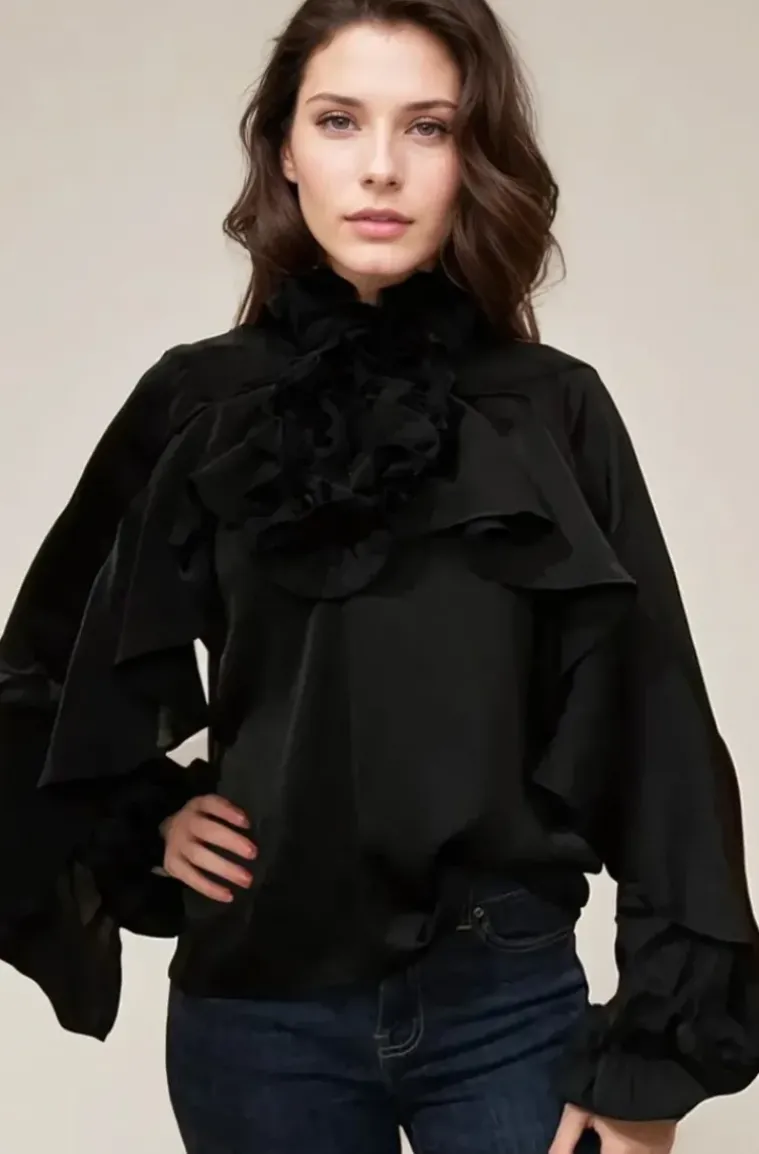 Mixed Brands - Blouse ruffle 9674 - Black