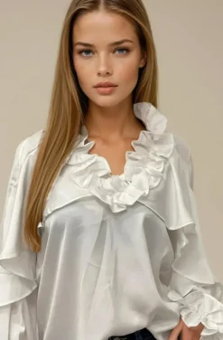 Mixed Brands - Blouse ruffle 9674 - White