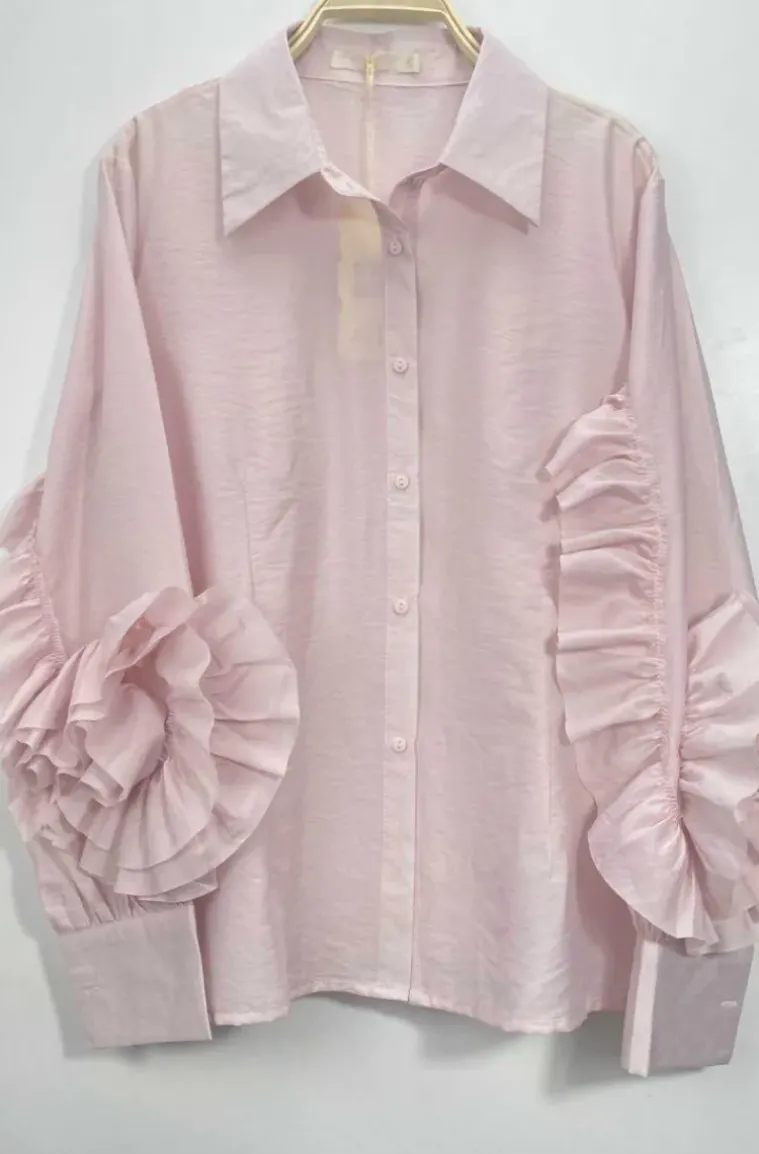Mixed Brands - Blouse with ruffled sleeves 9669-2101 - Pink