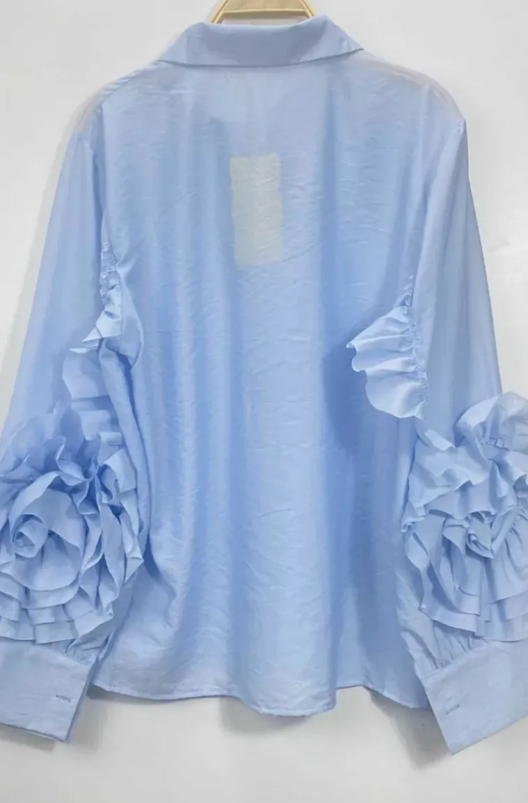 Mixed Brands - Blouse with ruffled sleeves 9669-2101 - Light Blue
