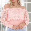 Mixed Brands - Bouse smocked offshoulder 12088 - Rose