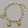 Mixed Brands - Bracelet pearls and sun-charms DDBR075 - Gold