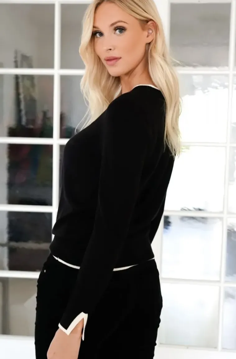 Mixed Brands - Cardigan with contrast 6112 - Black
