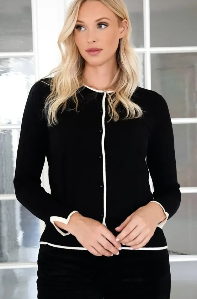 Mixed Brands - Cardigan with contrast 6112 - Black