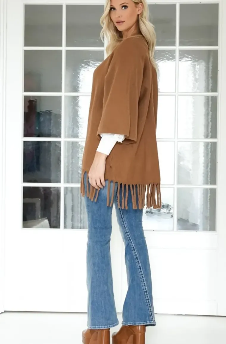 Mixed Brands - Cardigan with Fringes - Brown