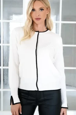 Mixed Brands - Cardigan with contrast 6112 - Panna
