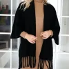 Mixed Brands - Cardigan with Fringes - Black