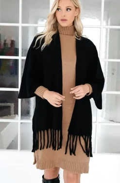 Mixed Brands - Cardigan with Fringes - Black