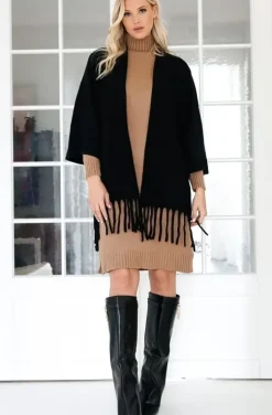 Mixed Brands - Cardigan with Fringes - Black