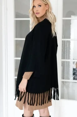 Mixed Brands - Cardigan with Fringes - Black