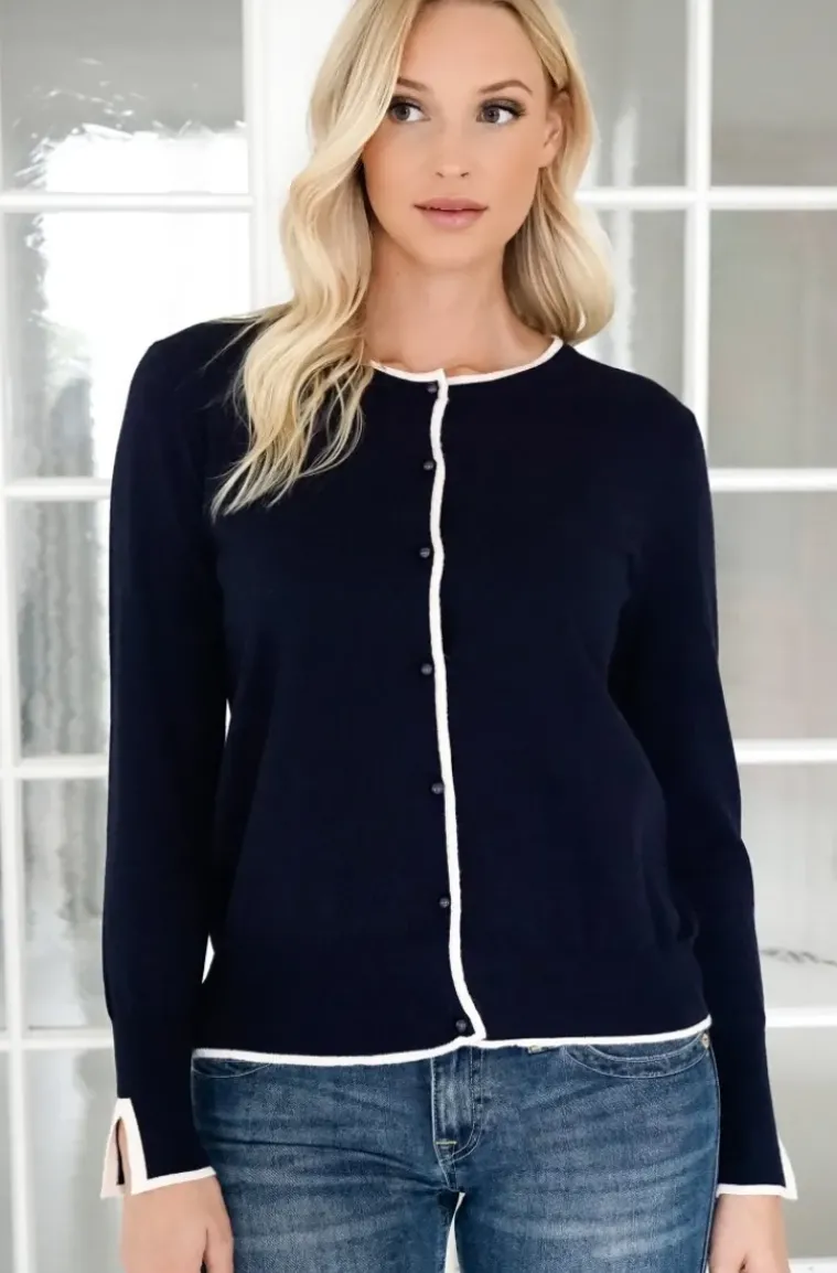 Mixed Brands - Cardigan with contrast 6112 - Blue