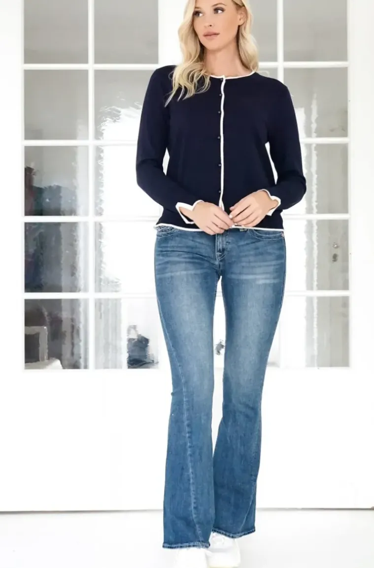 Mixed Brands - Cardigan with contrast 6112 - Blue