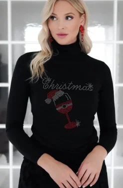 Mixed Brands - Christmas top with glass AZ301 - Black