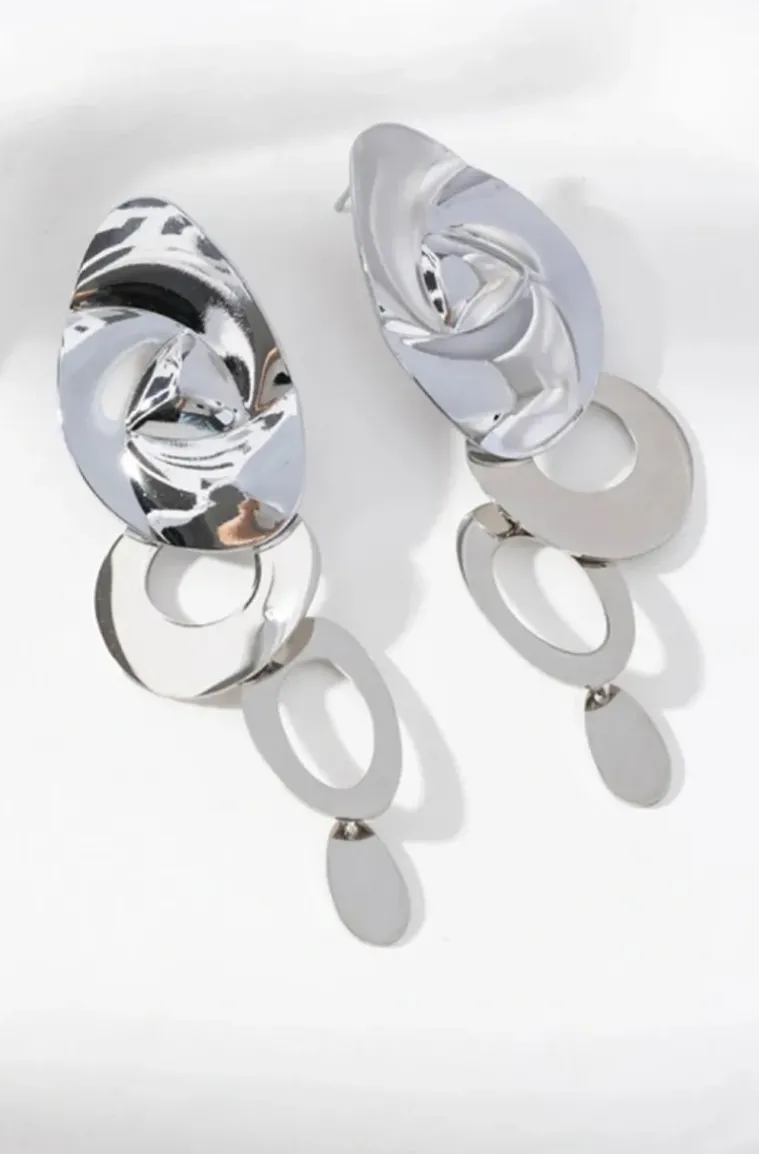 Mixed Brands - Circle Earrings I02-165 - Silver