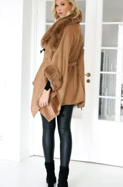 Mixed Brands - Coat with Faux fur details 88295/40913- Cuoio