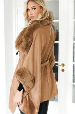 Mixed Brands - Coat with Faux fur details 88295/40913- Cuoio