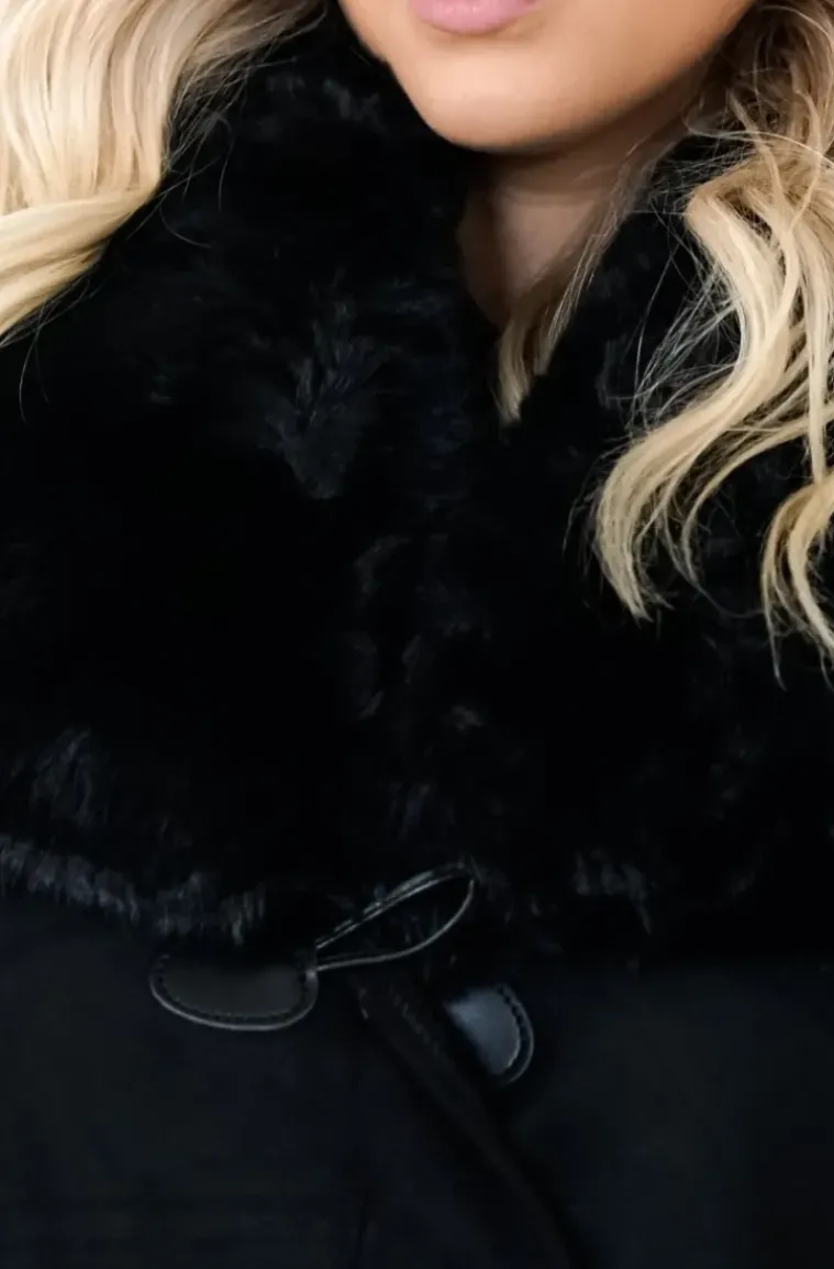 Mixed Brands - Coat with Faux fur details 88295 - Black