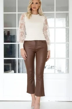 Mixed Brands - Coated pant Flare 6866 - Marrone-Camel