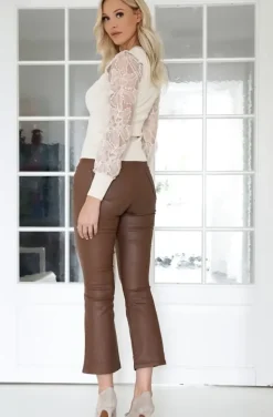 Mixed Brands - Coated pant Flare 6866 - Marrone-Camel