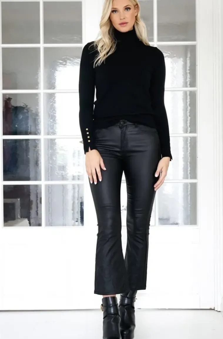 Mixed Brands - Coated pant Flare 6866 - Black