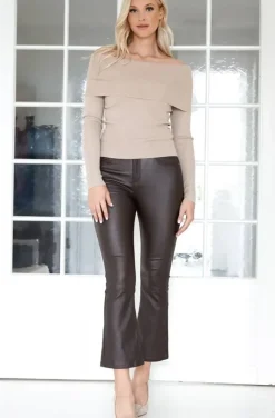 Mixed Brands - Coated pant Flare 6866 - Marrone